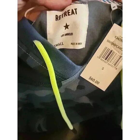 Retreat LA Hoodie Mens Small Varsity Blue Camo100% Cotton MSRPS $60 CR2 NWT Mint - Picture 5 of 5